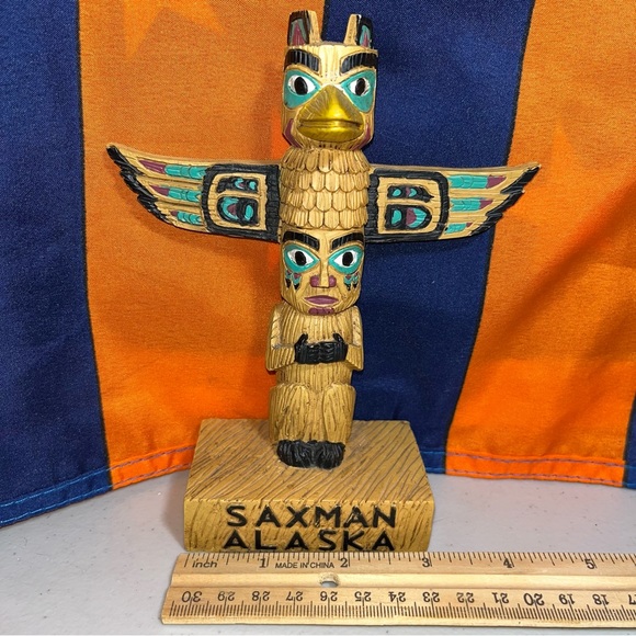 Saxman Alaska Style Totem Pole Vintage Style Made Hand Painted Alaskan Native - Picture 6 of 7